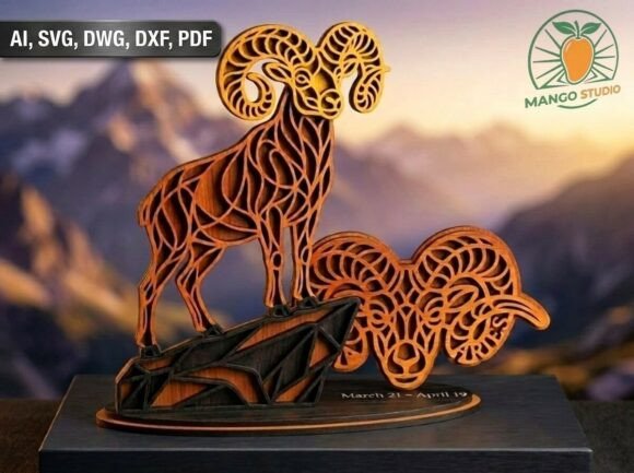 3D Aries Zodiac Stand - 3mm Laser File for Laser Cutting and Other Home Decor