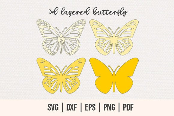 3D Butterfly SVG - Layered Butterfly SVG for Laser Cutting and Shadow Boxes