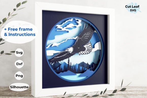 3D Eagle Shadow Box, Mountains, Nature: 3D SVG and Shadow Boxes