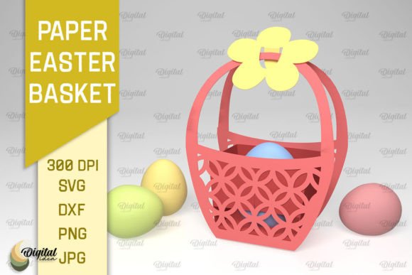 3D Easter Basket Paper Cut. Easter SVG