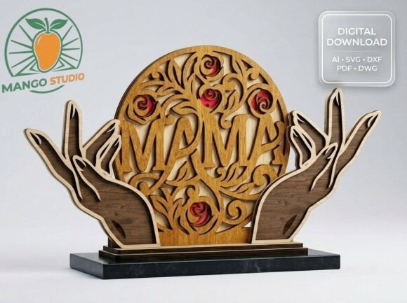3D Mama Hands Layered Laser Cut File SVG for Mother S Day