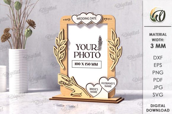 3D Personalized Wedding Frame Laser Cutting Asset Review