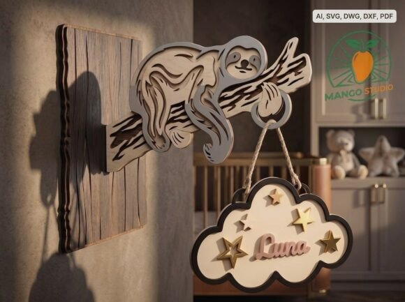 3D Sloth Nursery Name Sign Laser Cut Review