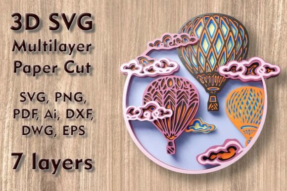 Balloon 3D SVG Multilayer Paper Cut Files for Festive Ornaments