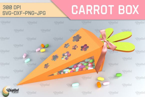 Carrot Box SVG. 3D Easter Gift Box Paper