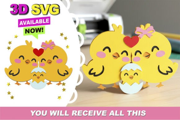 Celebrate Family Love with Chicken Family Love 3D SVG