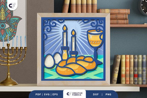 Challah Bread 3D Shadow Box: A 3D SVG for Jewish Celebrations