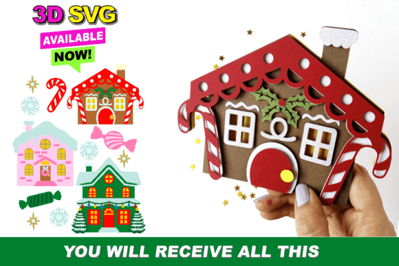 Christmas Houses Elements 3D SVG Bundle