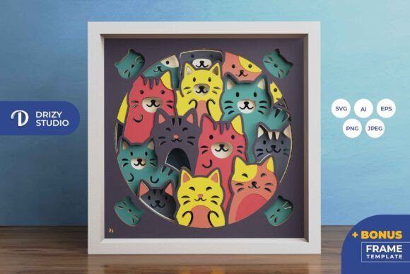 Colorful Cat 3D Layered Paper Cut: A Practical Review for 3D SVG Shadow Boxes