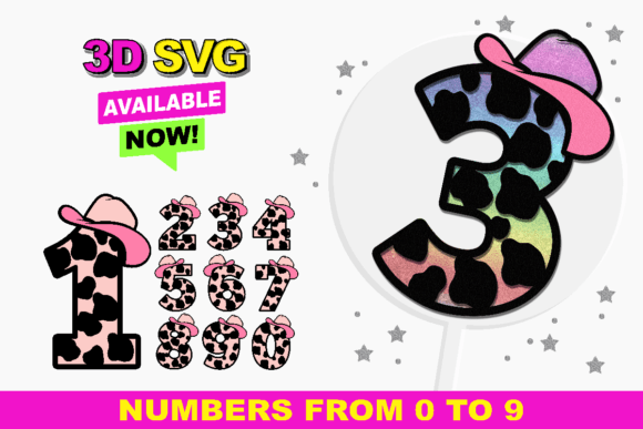 Cowgirl Numbers 3D SVG Review for Shapes and Branding