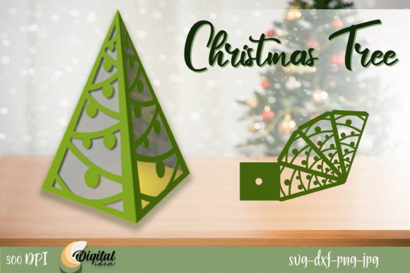 Decor SVG. 3D Christmas Trees Lantern
