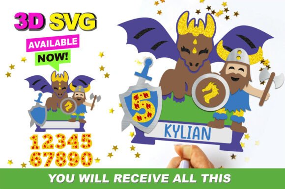 Dragon Cake Topper 3D SVG: Laser Cutting Birthday Asset Review