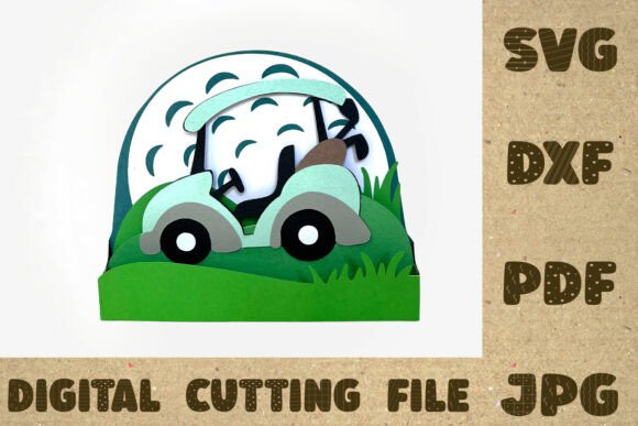 Golf Cart Card Cutting File 3D SVG Review