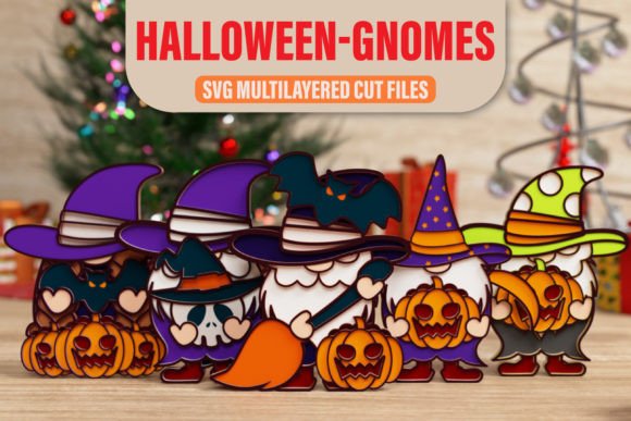 Halloween Gnome 3D SVG Multilayer Bundle for Shapes