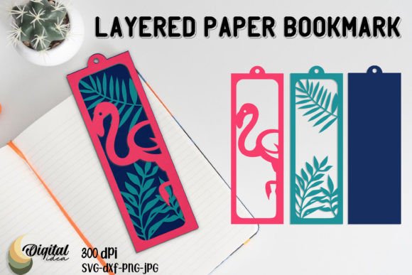 Layered Paper Bookmark. 3D Bookmark SVG for Laser Cutting and Birthday Crafts
