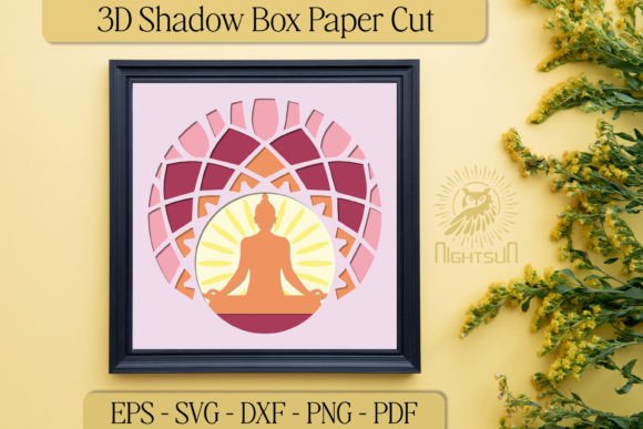 Meditation 3D Shadow Box Paper Cut SVG