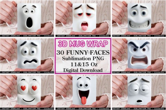Review: Funny Expression Faces 3D Mug Wrap PNG
