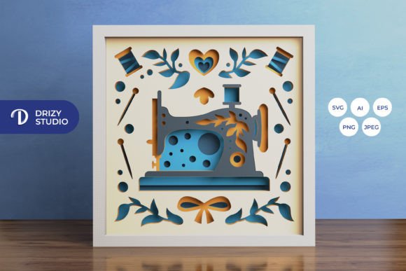 Sewing Machine 3D Shadow Box Paper Cut