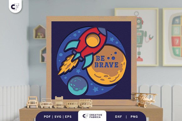 Space Rocket 3D Shadow Box Paper Cut: A 3D SVG for Fantasy And Fairy Tales