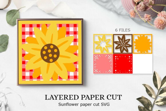 Sunflower Multilayer Postcard 3D Graphics for Crafts and Publishing