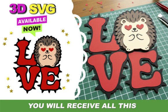 Valentine Hedgehog Love Cake Topper 3D SVG Review